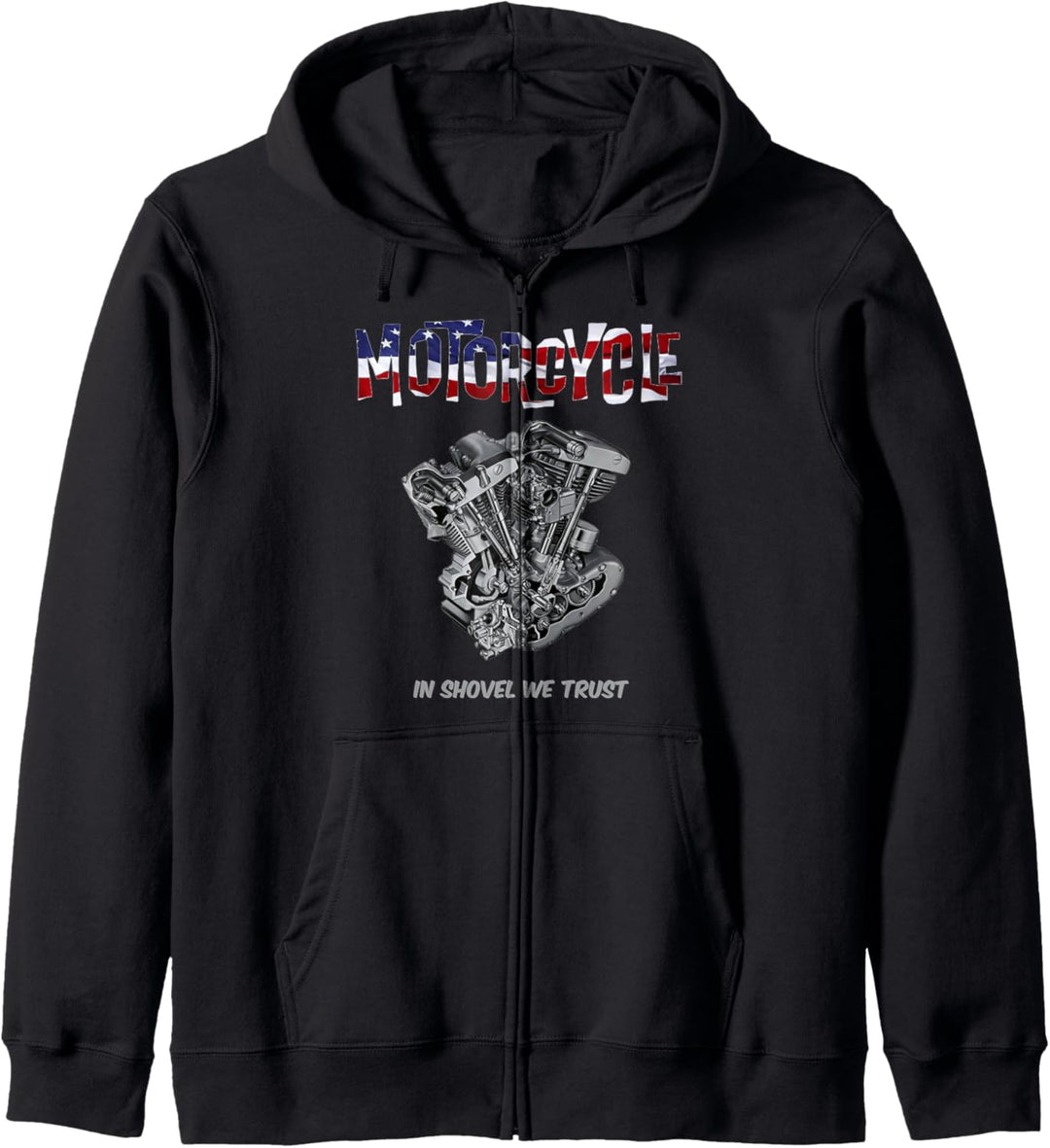 HD Shovelhead V-Twin Cutaway USA Flagge Motorrad Gear Biker Kapuzenjacke