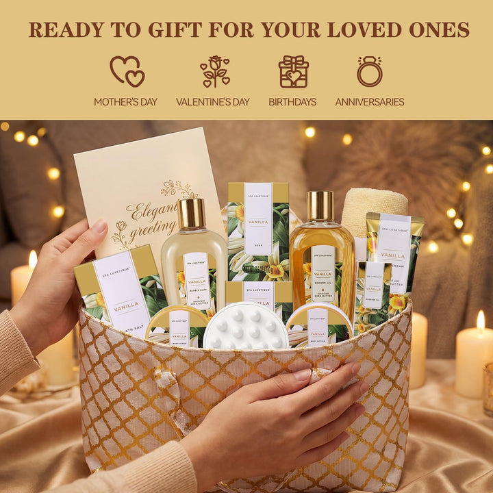 Bade Geschenkset für Frauen, SPA LUXETIQUE 15 tlg. Vanilleduft Bad Set Geburtstagsgeschenk für Damen