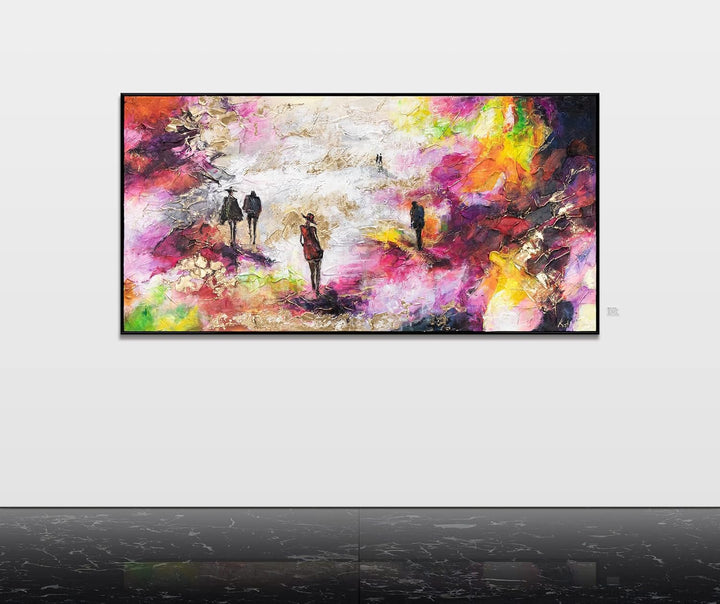 YS-Art XXL Abstrakt Acryl Gemälde auf Leinwand mit Rahmen Frühlingskühle handgemalte Wandbilder Wohn