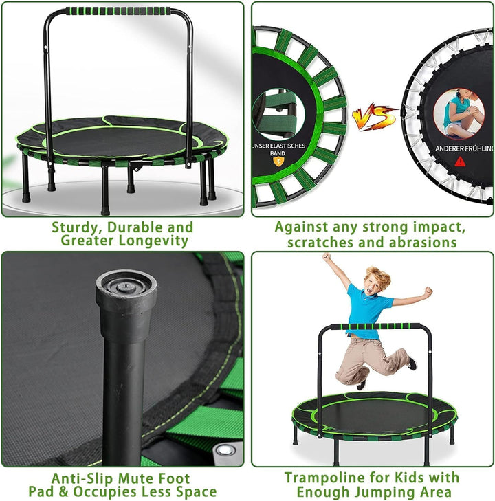 Trampolin Kinder Indoor Outdoor Ø91cm, Mini Trampolin Jumping Fitness Trampolin faltbar Gartentrampo