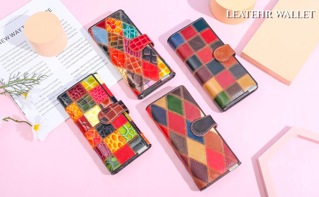 Eysee Portmonee Damen Gross aus Echtleder, Brieftaschen Geldbörse Damen mit Kartenfächer und Fotofen