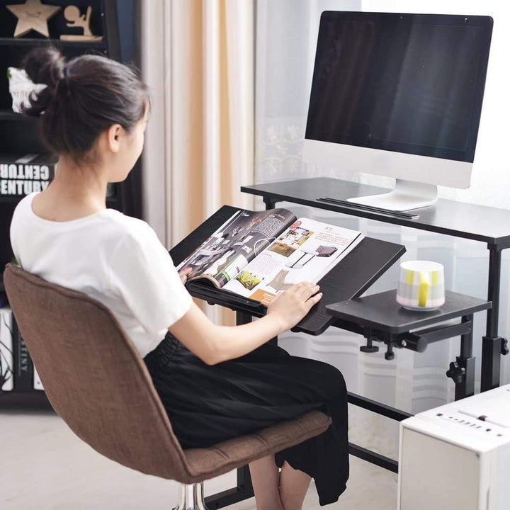 sogesfurniture höhenverstellbar Computertisch Laptoptisch mit Rollen, Mobiler Schreibtisch PC Tisch