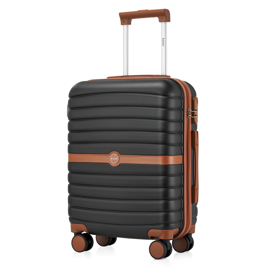 KONO Koffer Reisekoffer Trolley Handgepäck Koffer 55x40x20cm von ABS+PC Hartschalenkoffer mit Zwilli