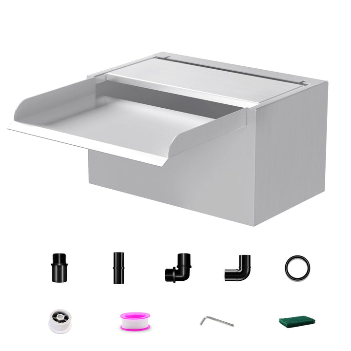 23cm Edelstahl Teich Wasserfall Blade Set,12.2cm breit Edelstahl Teich Brunnen mit Armaturen,Dual In