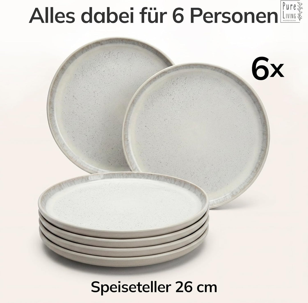 Steingut Kaffeetassen 6 Personen Ibiza TESTSIEGER, Traumhaftes Mediterranes Steingut Tassen Set, Sty