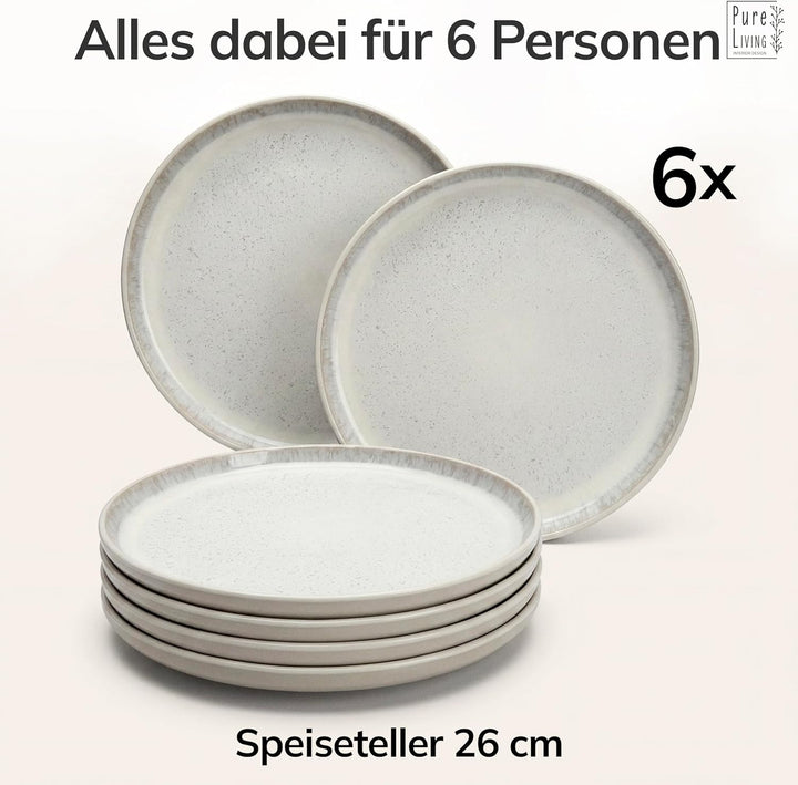 Steingut Kaffeetassen 6 Personen Ibiza TESTSIEGER, Traumhaftes Mediterranes Steingut Tassen Set, Sty