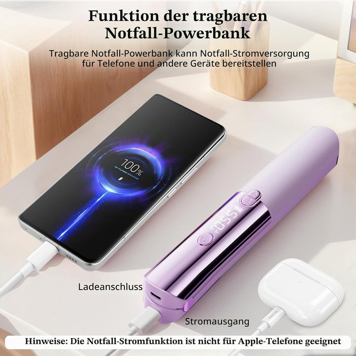 3-in-1 Kabelloser Glätteisen und Lockenstab, Mini-Glätteisen mit 5000-mAh-Akku für lange Laufzeit, m