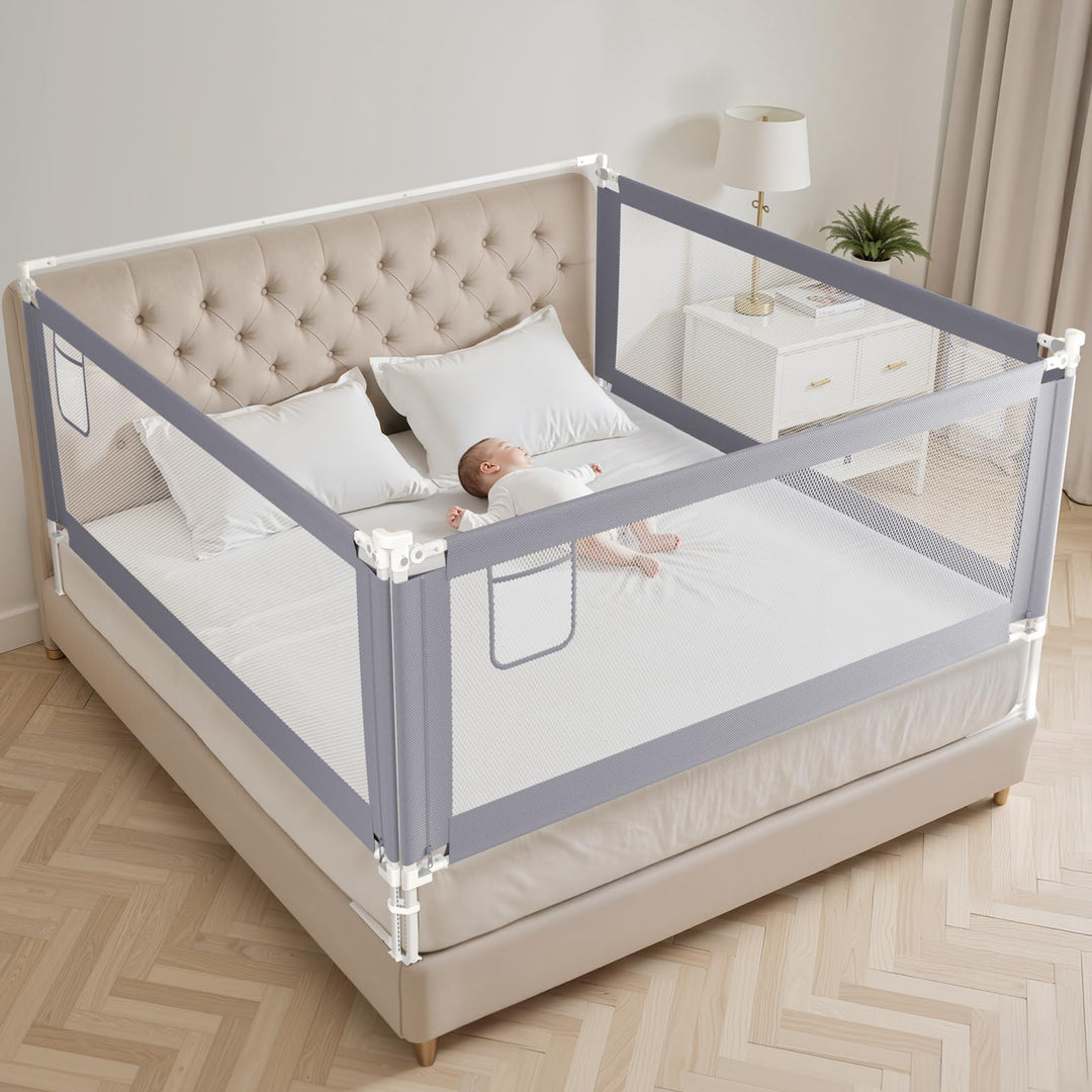 Bettgitter Rausfallschutz Bett 200cm×2+180cm×1 - Rausfallschutz Boxspringbett Höhenverstellbar in 30