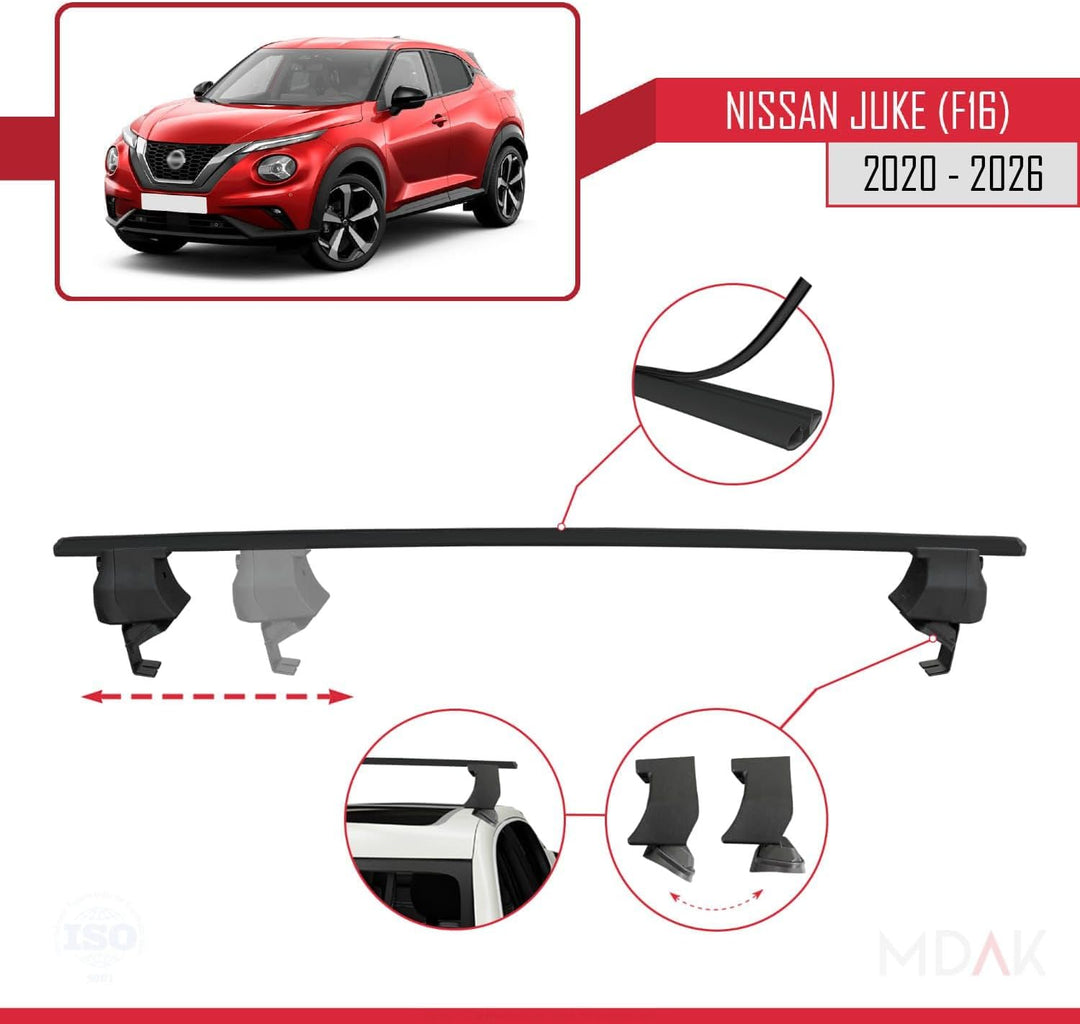 Kompatibel mit Nissan Juke 2 (F16) 2020-2026 ACE-4 Relingträger Dachträger Auto Gepäckträger Schwarz