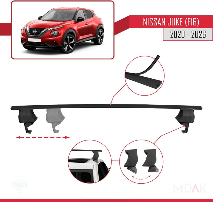 Kompatibel mit Nissan Juke 2 (F16) 2020-2026 ACE-4 Relingträger Dachträger Auto Gepäckträger Schwarz