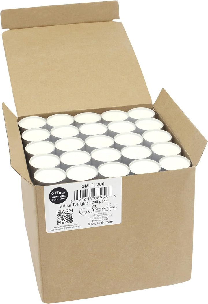 Stonebriar dtl-100–8 Lange Brenndauer Teelicht Kerzen – 8 Stunden – Weiss – Ohne Duft – 100 Pack, we