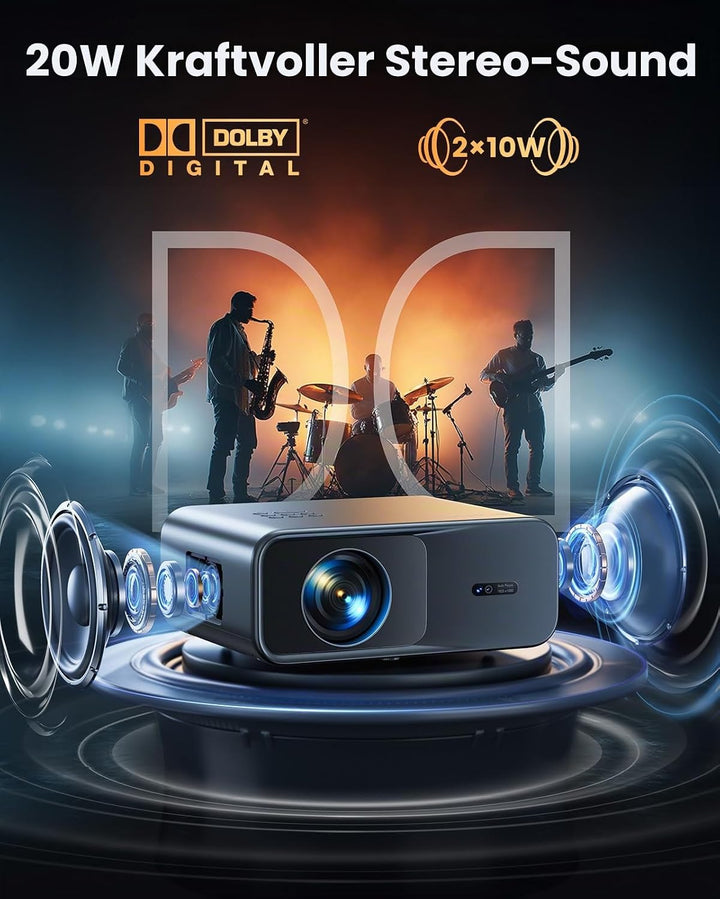4K Beamer mit Google TV &amp; Netflix/Disney+, Dolby Audio, 1000 ANSI Smart Beamer 4K Autofokus Trapezko