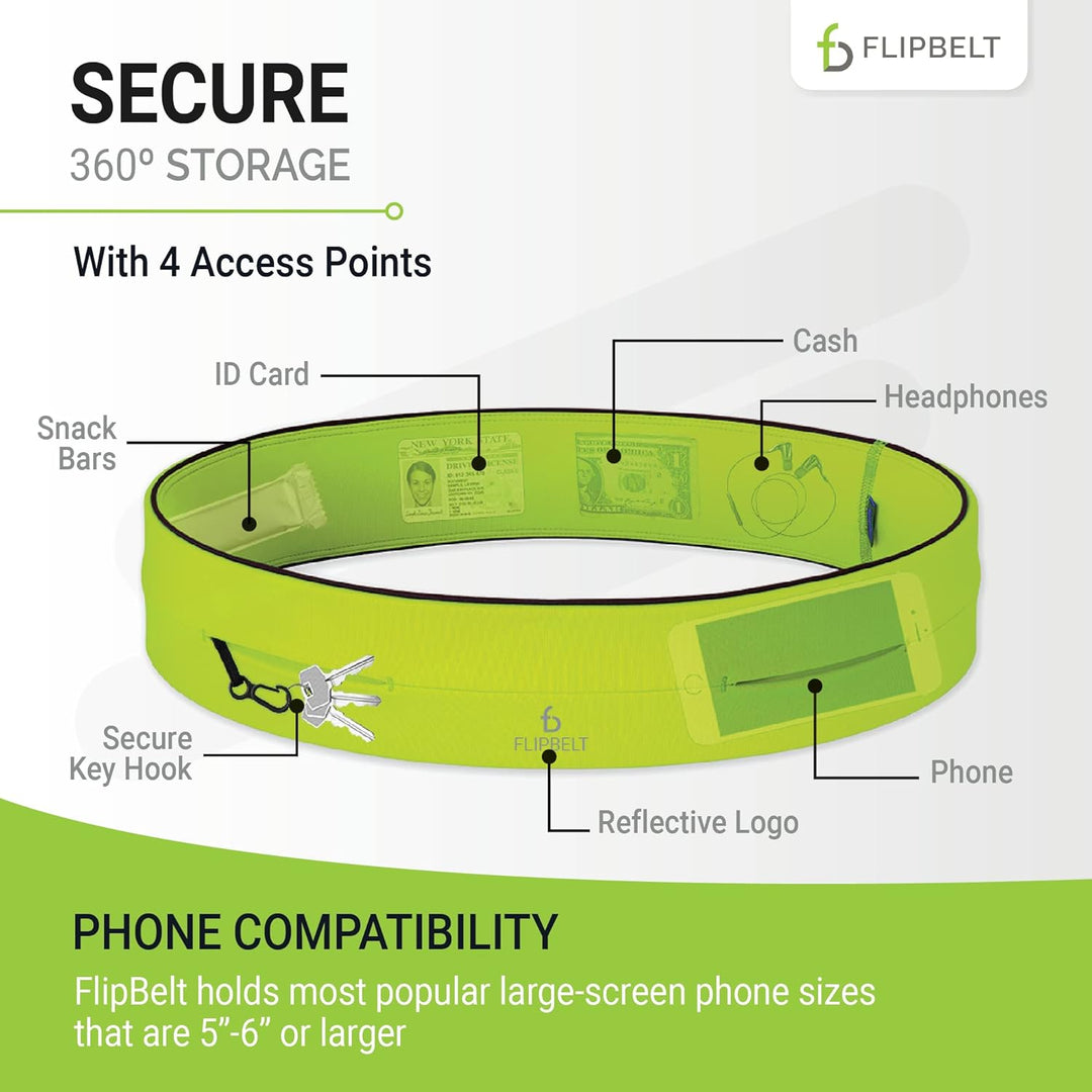 FlipBelt Classic - Gürtel mit Mehreren Taschen, Unisex XL Gelb, XL Gelb