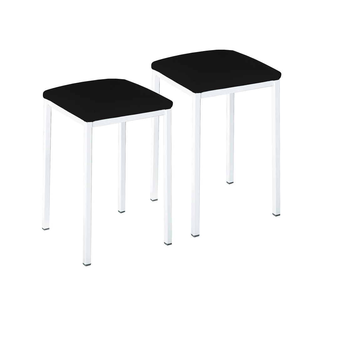 ASTIMESA Zwei Hocker für die Küche, quadratisch, Kunstleder, Schwarz, Schwarz