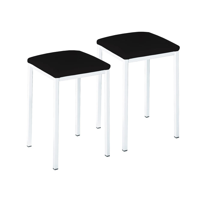 ASTIMESA Zwei Hocker für die Küche, quadratisch, Kunstleder, Schwarz, Schwarz