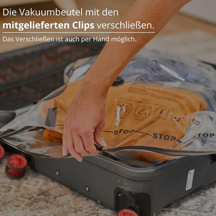 Luvego Vakuumierbeutel für Kleidung und Bettdecken mit Handpumpe - 13Stück, 2xJumbo, 3x Large, 3x Me