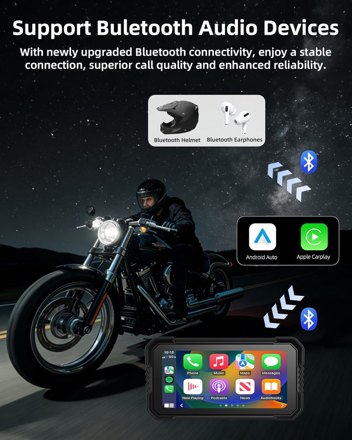 Jansite 6,25 Zoll Motorrad Carplay Display mit TPMS, Motorrad Navigationsgeräte Android Auto IP67 Wa