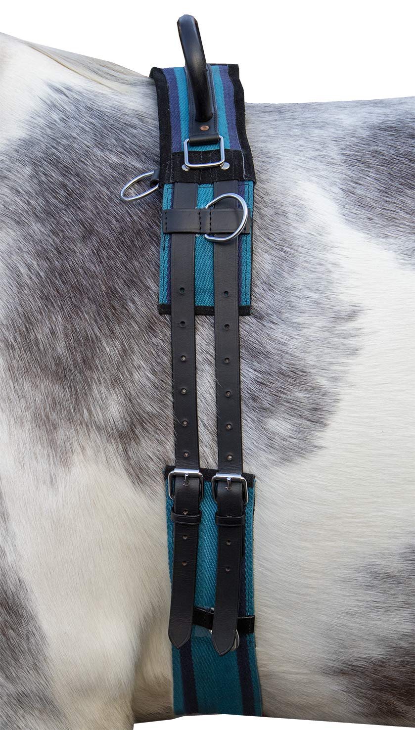 HKM Longiergurt Canvas mit Doppelgriff (Pony, Navy/Sky Blue) navy/sky blue Pony, navy/sky blue Pony