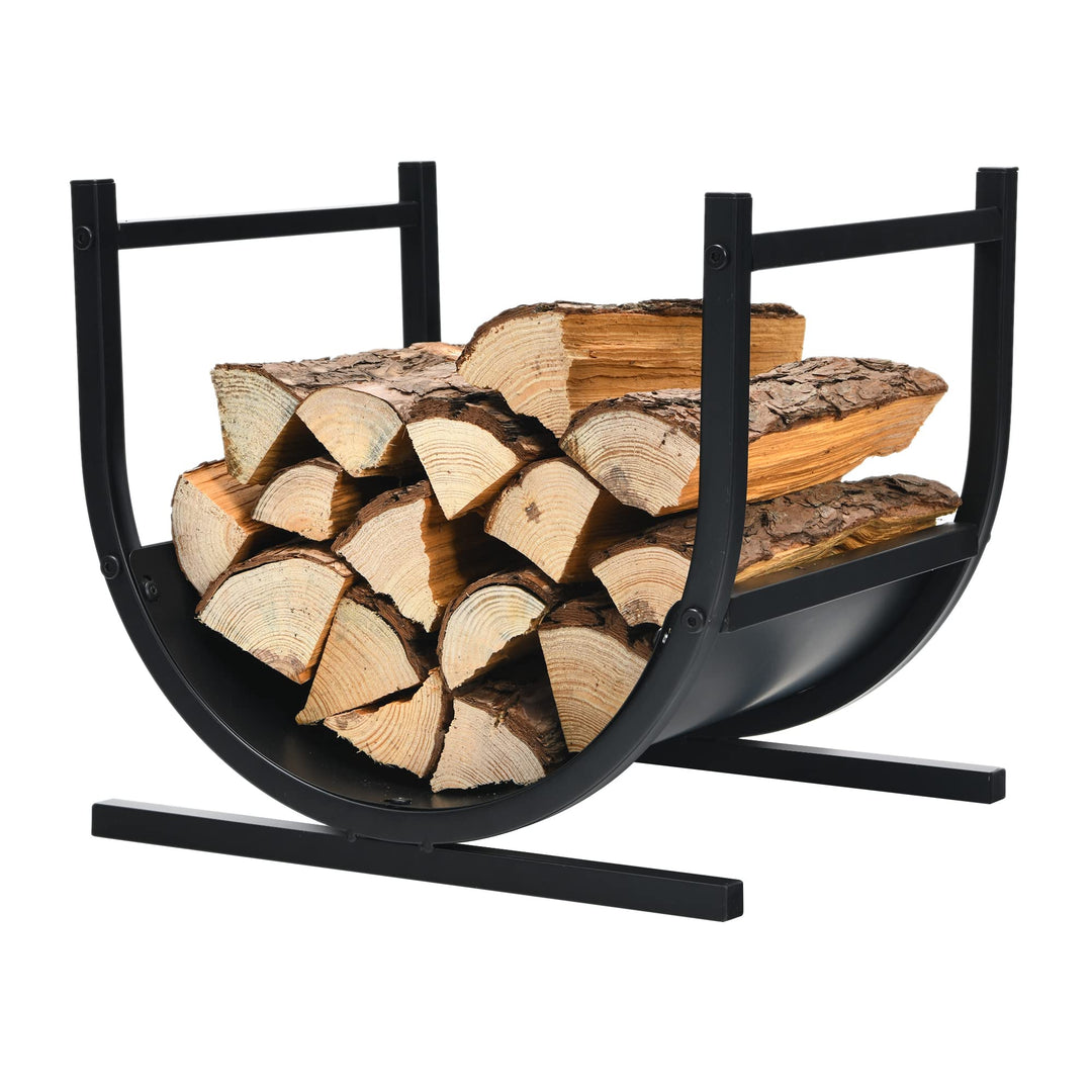 COSTWAY Kaminholzregal Metall Brennholzregal mit 4 Räder, Feuerholzregal Holzscheitregal Kaminholzko