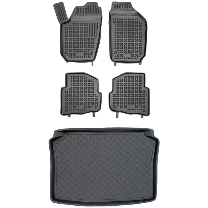 MOTOS Satz Gummifussmatten und PE Kofferraumwanne für SEAT Ibiza III 2002-2008 Verbessern Sie Ihren