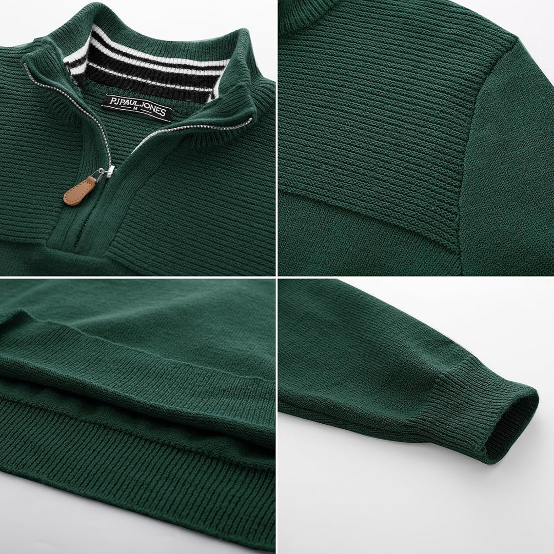 PaulJones Troyer Pullover Herren Strickpullover mit Reissverschluss und Stehkragen Arbeitspullover S