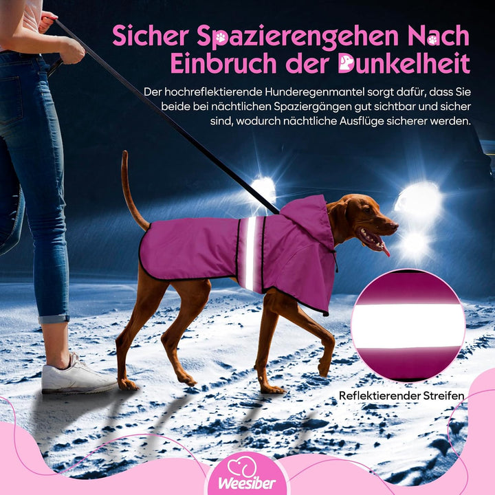 Weesiber Regenmantel Hund - Hunderegenmantel Wasserdicht Regenjacke Hund Reflektierend mit Leinenloc