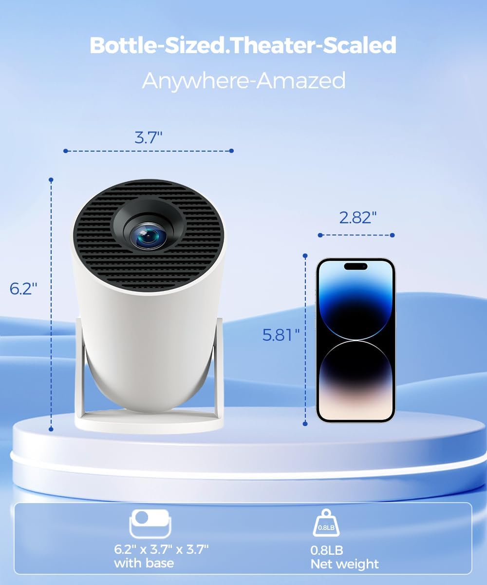Mini Beamer 4K Unterstützt Android 11, Smart Projector 5G WiFi 6 BT 5.0, Mini Projektor Full HD 1080