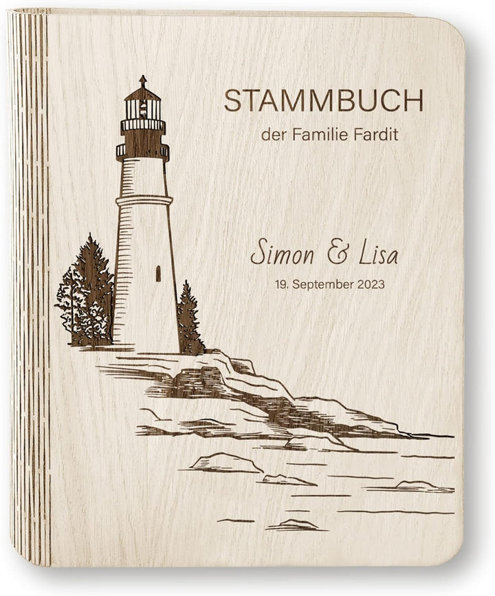 Stammbücher Holz Stammbuch der Familie personalisiert Far Holzbuch A5 oder A4 Familienstammbuch Hoch