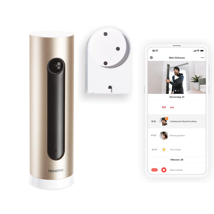 Netatmo Smarte Überwachungskamera Innen mit Wandhalterung, WLAN, Full HD, Bewegungserkennung, Nachts