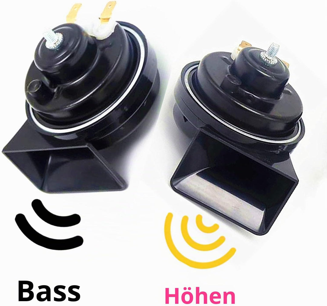 Autohupe Car Horn Autoschneckenhörner 130DB LKW-Hupe Lufthorn Doppeltonlautsprecher Schwarzes elektr