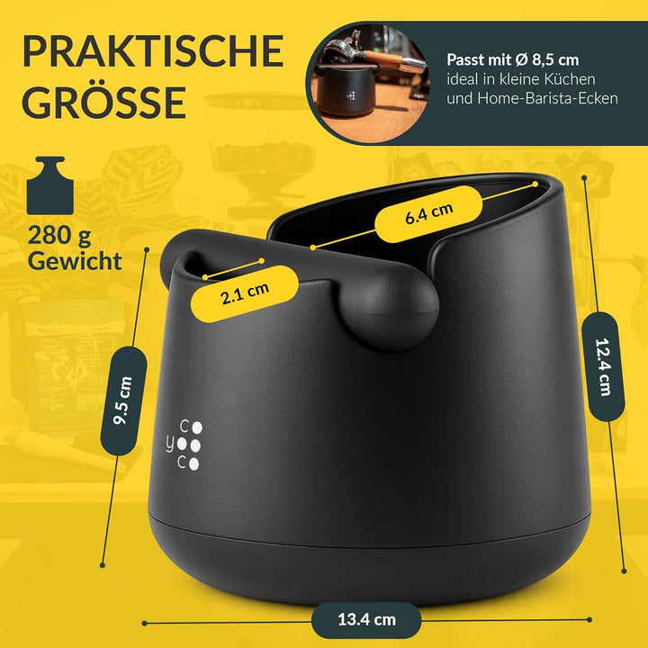 COYOOCO Abklopfbehälter für Siebträger – Espresso Knock Box geräuscharm mit rutschfestem Stand – Bar