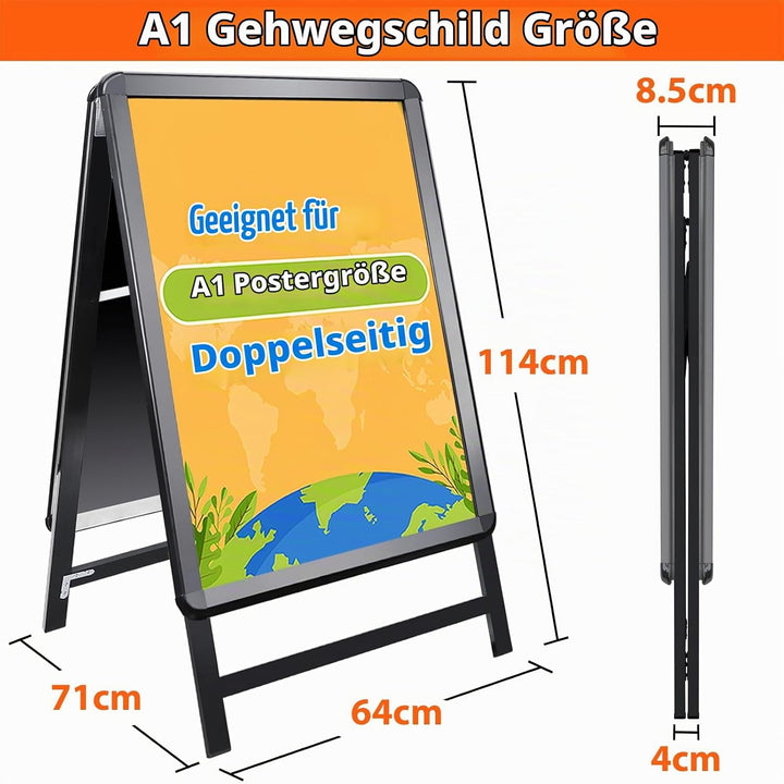 VAIIGO Kundenstopper DIN A1 Kundenstopper Outdoor Plakatständer Wetterfest Schwarz, Aluminium Aufste