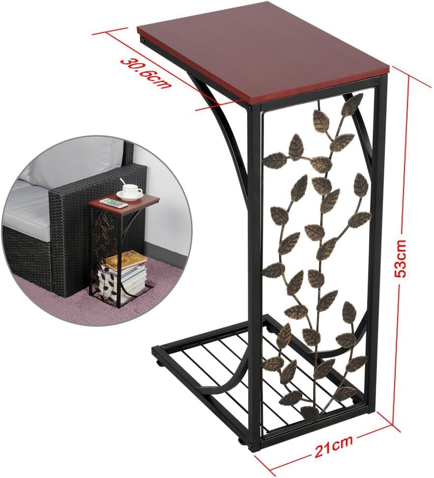 Yaheetech Beistelltisch C-Form Couchtisch Sofatisch Kaffeetisch aus Metall Kleiner Wohnzimmertisch I