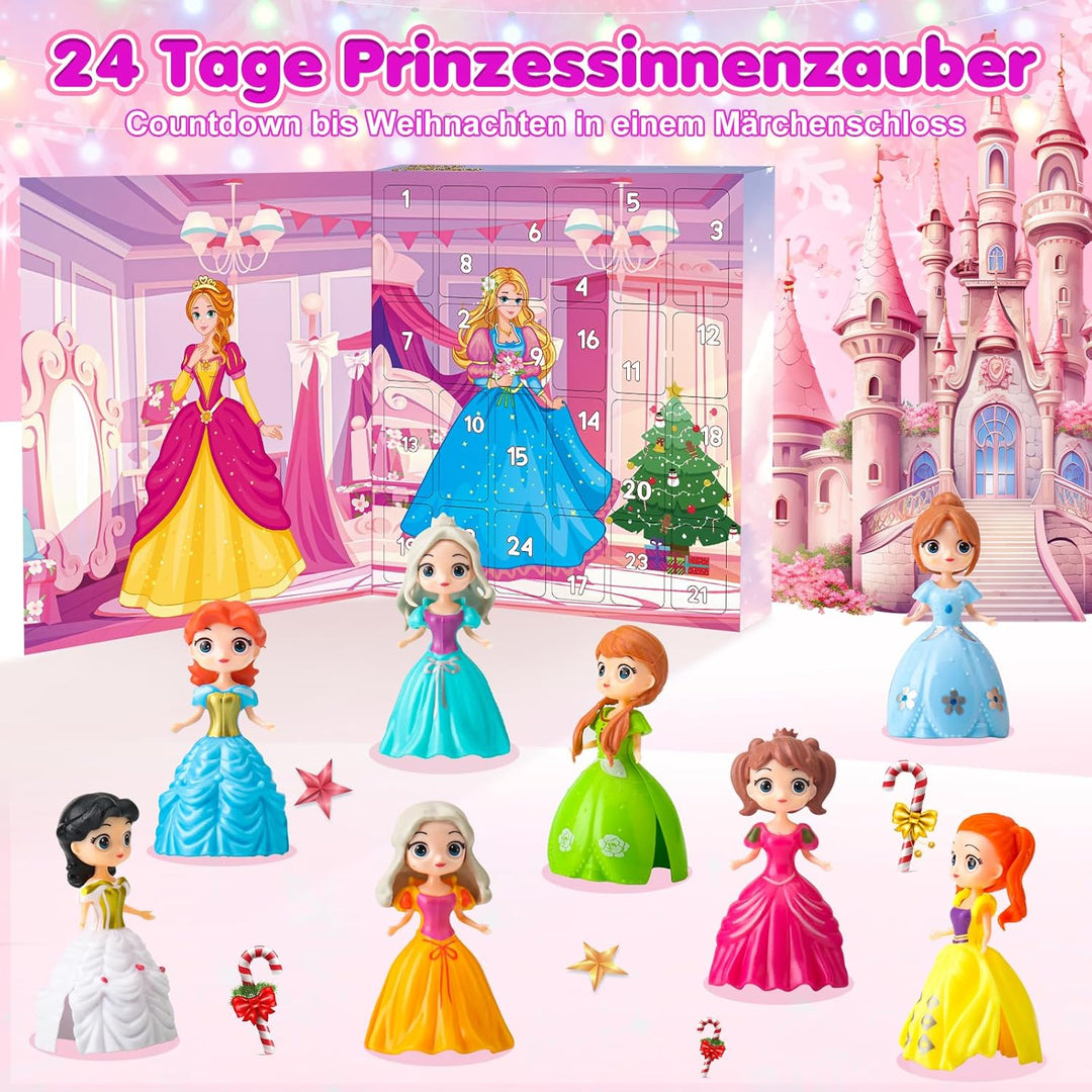 Prinzessin Adventskalender 2025 Mädchen – 24 Tage Weihnachtskalender mit Verformbaren Spielzeug Figu
