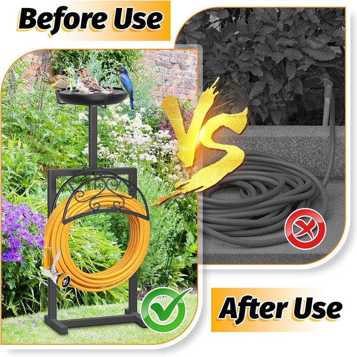 Gartenschlauchhalter, freistehend, verbesserter 4 Spikes, robuster Aufbewahrungsrollenständer mit Vo