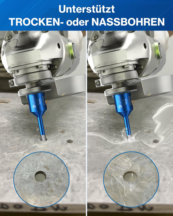 Diamant Fliesenbohrer 6 mm, Lytool 5 tlg Diamantbohrer Glasbohrer für M14 Winkelschleifer zum Bohren