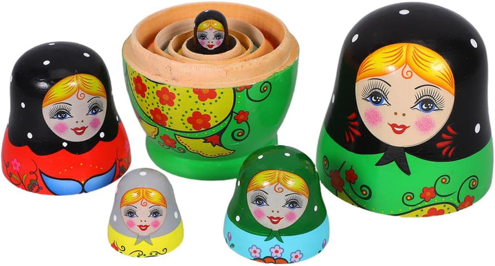 ULTNICE 5er Set Traditionelle Russische Holzmatrjoschka Puppen im Originaldesign Handbemalte Schacht