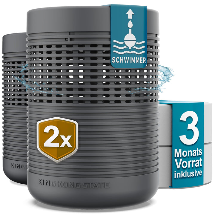 Luftentfeuchter ohne Strom 2-Pack | bis 54m² | inkl. 3-Monatsvorrat Luftentfeuchter-Granulat | 2x Ra
