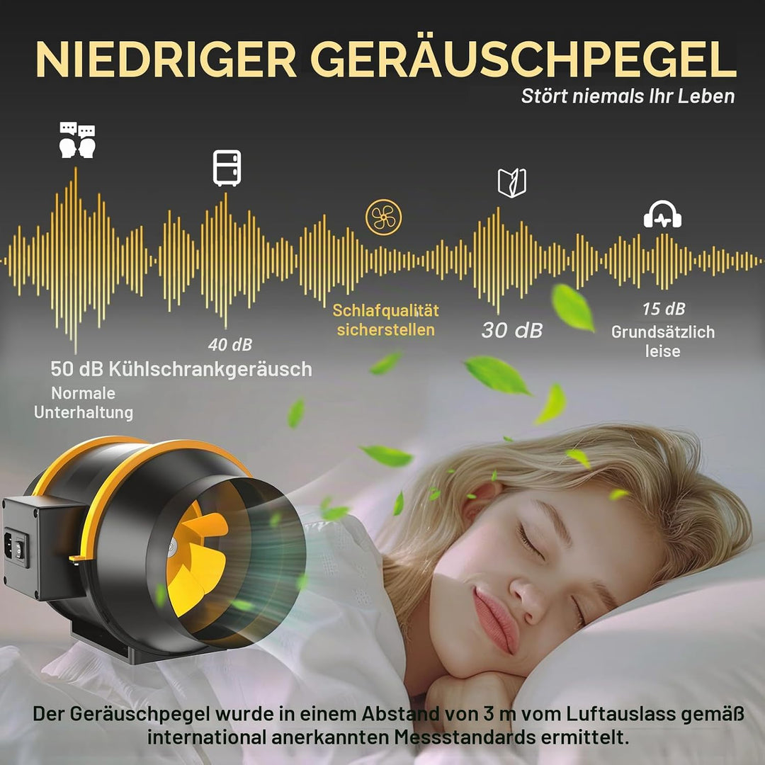 FanGoFast Rauchabzug Rohrventilator 150 mm Inline-Kanalventilator Abluftventilator Rohrlüfter 230 V