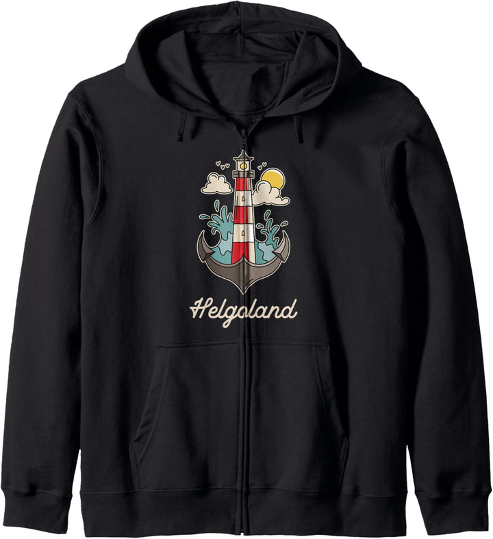 Helgoland Nordsee Urlaub Leuchturm & Anker Kapuzenjacke
