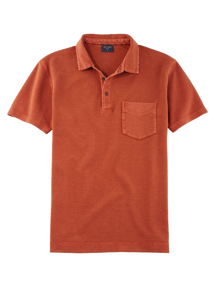 OLYMP Herren Polo-Shirt Kurzarm Casual Wirk,Uni,Regular fit S Braun 28, S Braun 28