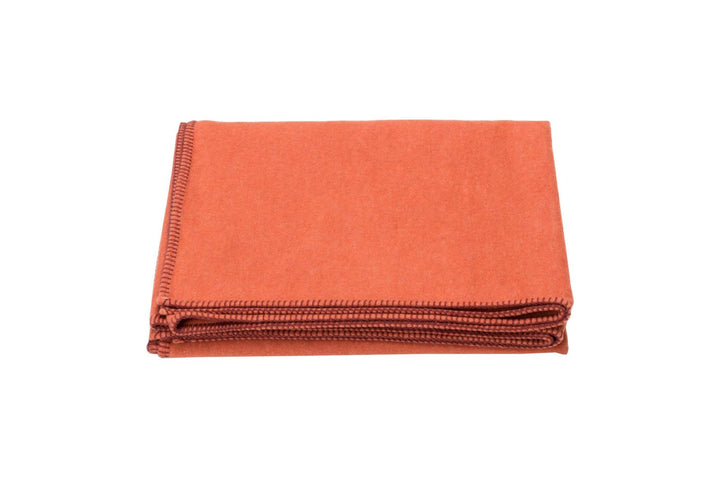 David Fussenegger Decke aus Baumwolle 140 x 200 cm Kuscheldecke mit Zierstich weich, Terracotta 140x
