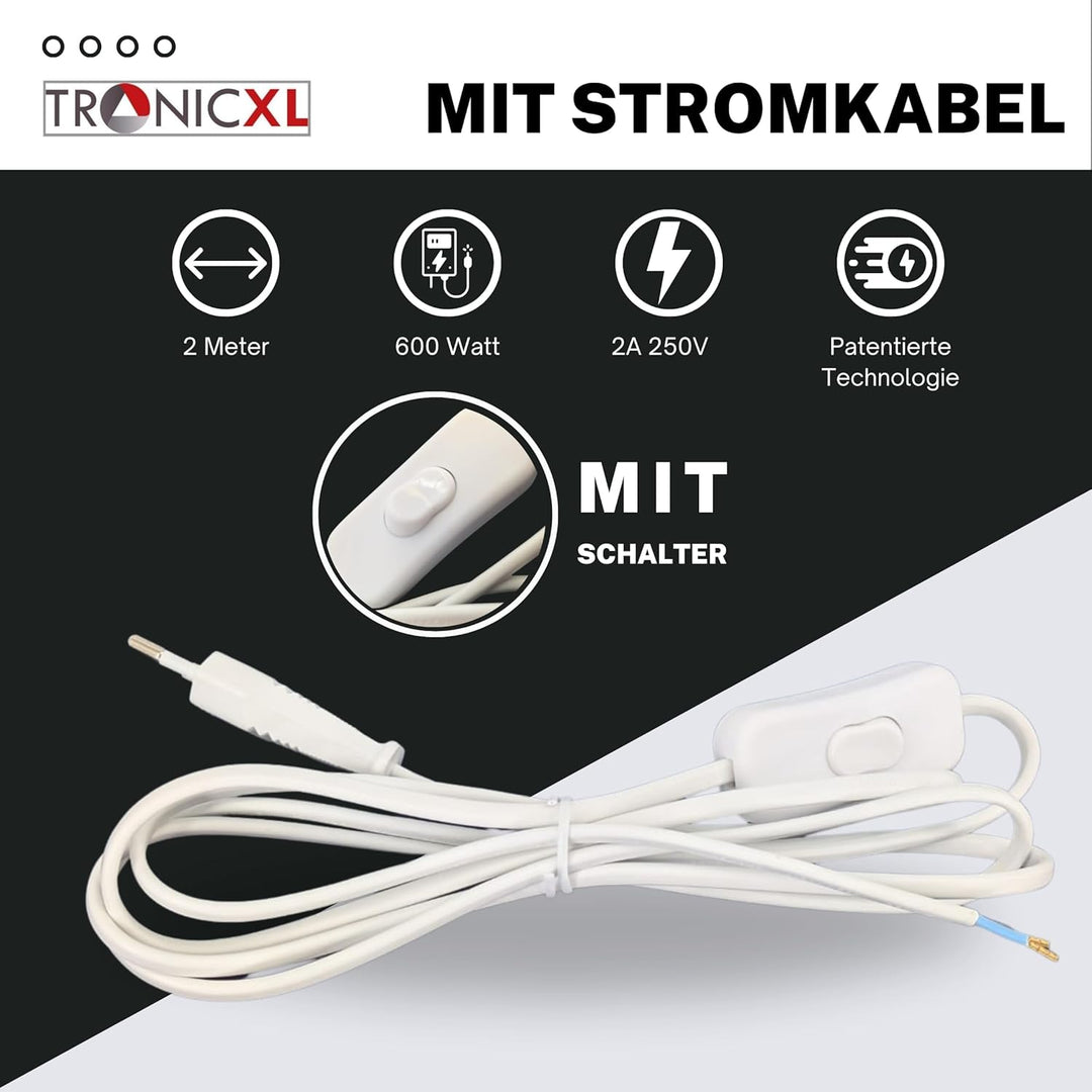 TronicXL 100mm Grow Lüfter Zuluft Abluft Inline Ventilator mit Kabel Stecker Schalter 230V für Steck