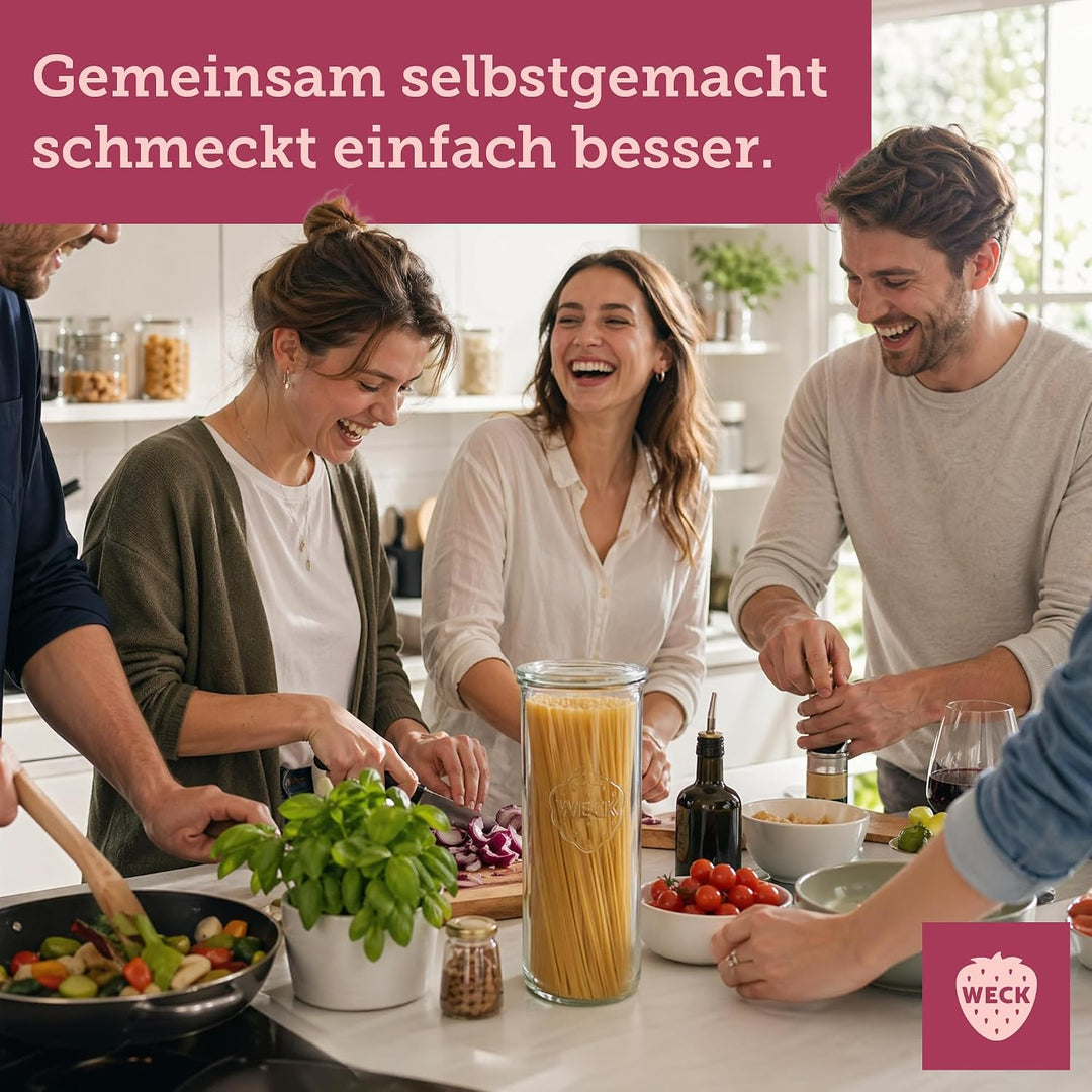 Weck Gläser 900ml – 6er Set mit Deckeln – Sturzform – robuste, stapelbare Vorratsgläser- &amp; Einweckgl