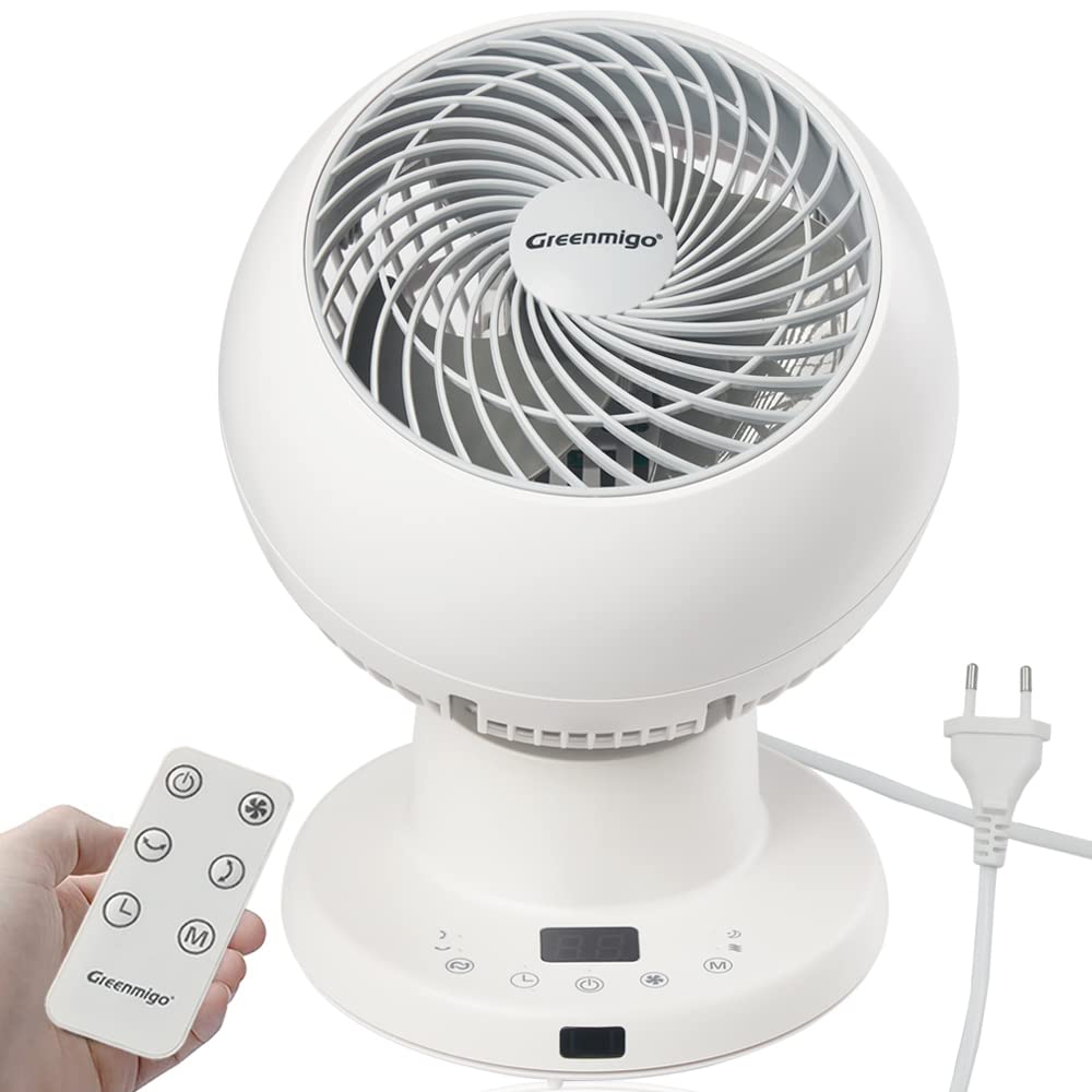 DC Motor Ventilator Leise - 3D Turbo Mit Fernbedienung, Tischventilator Oszillierend, 5 Geschwindigk