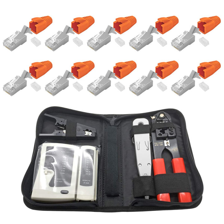 ARLI RJ45 Netzwerk Werkzeug Set 10x Netzwerkstecker Netzwerk Stecker Modular Zugentlastung Einführhi
