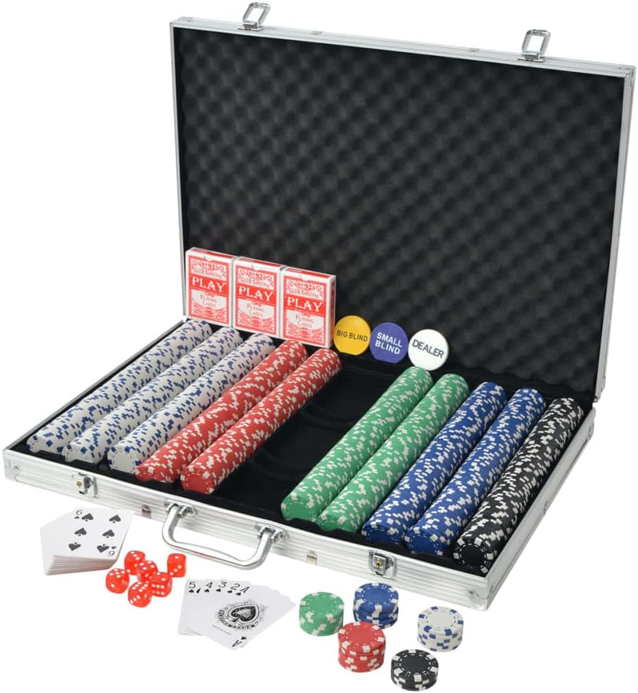 vidaXL Pokerkoffer 1000 Pokerchips Aluminium Koffer Chips Poker Set Pokerset