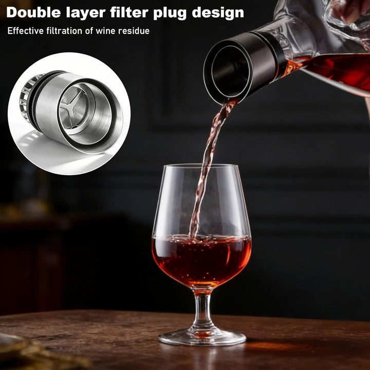 Weindekanter: 1500 ml Wein Dekanter Kristallglas, Weinkaraffe mit Belüfter und Filtern, Tropffreier