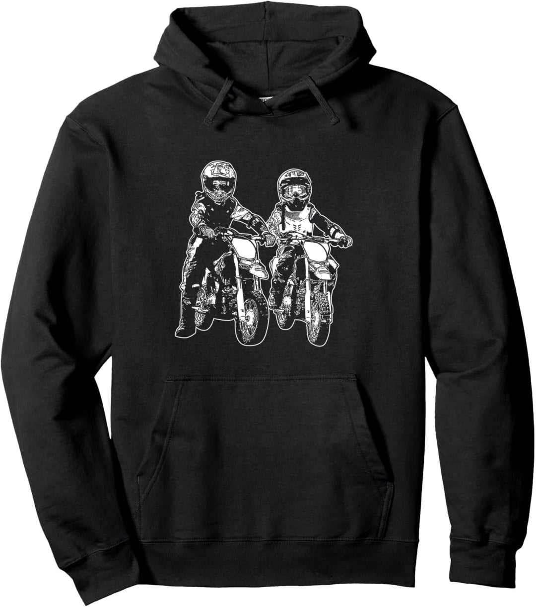 Zwei Kinder Mädchen Junge Motorradfahrer Motocross Offroad Pullover Hoodie