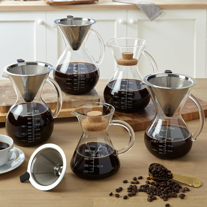 Apace Living SultryBrew Pour Over Kaffeebereiter inkl. Kaffeeschaufel und Korkdeckel Eleganter Handf